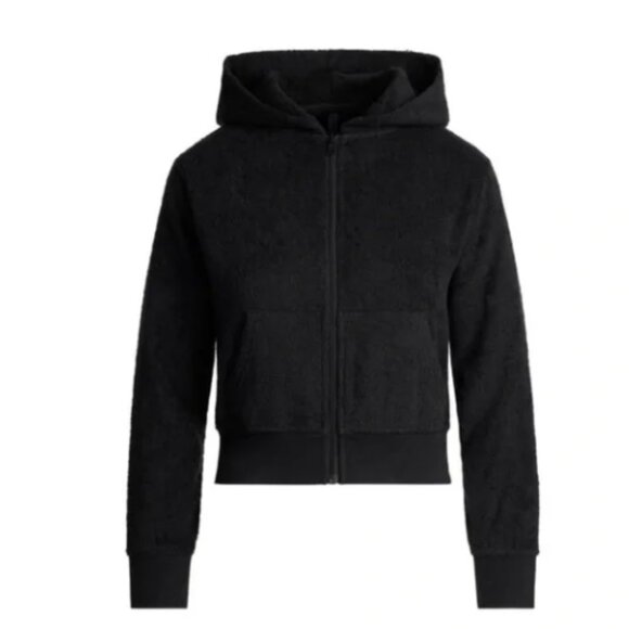 SKIMS Other - SKIMS Terry Cover-Ups Zip Up Hoodie Womens XS Onyx Black Swim Full Zip Cover Top